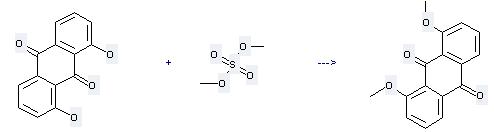 1,8-Dihydroxyanthraquinone can react with sulfuric acid dimethyl ester to get 1,8-dimethoxy-anthraquinone.